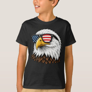 Patriotic Bald Eagle with American Flag Sunglasses T-Shirt