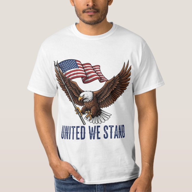 Patriotic Bald Eagle with American Flag T-Shirt (Front)