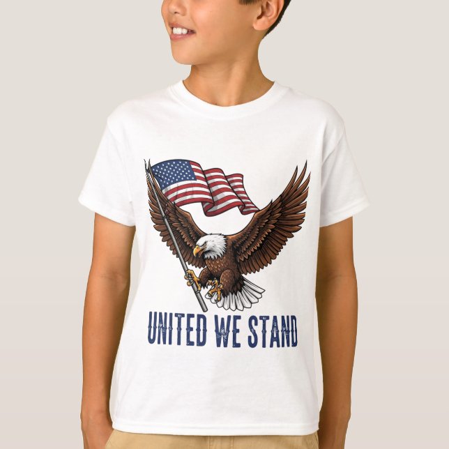 Patriotic Bald Eagle with American Flag T-Shirt (Front)