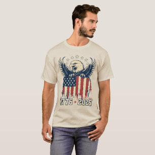 Patriotic Bald Eagle with Distressed American Flag T-Shirt