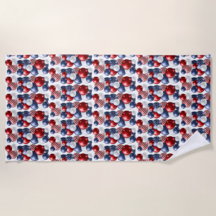 PATRIOTIC BALLOON RED WHITE BLUE BEACH TOWEL