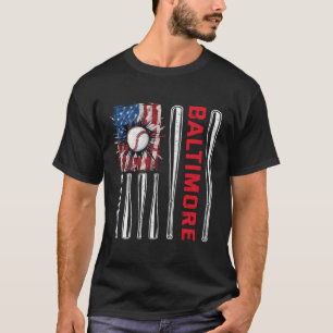 Patriotic Baltimore Softball Us American Flag Base T-Shirt