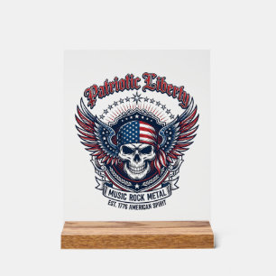 Patriotic Bandanna Rocker Old Glory Music Rock Met Acrylic Sign