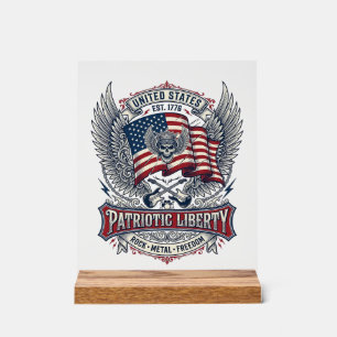 Patriotic Bandanna Rocker Old Glory Music Rock Met Acrylic Sign