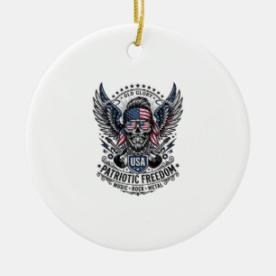 Patriotic Bandanna Rocker Old Glory Music Rock Met Ceramic Tree Decoration