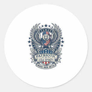 Patriotic Bandanna Rocker Old Glory Music Rock Met Classic Round Sticker