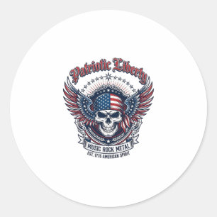 Patriotic Bandanna Rocker Old Glory Music Rock Met Classic Round Sticker