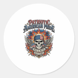 Patriotic Bandanna Rocker Old Glory Music Rock Met Classic Round Sticker