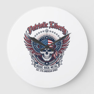 Patriotic Bandanna Rocker Old Glory Music Rock Met Large Clock
