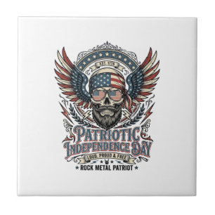 Patriotic Bandanna Rocker Old Glory Music Rock Met Tile