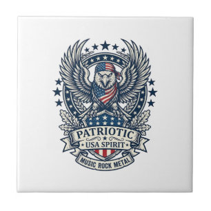Patriotic Bandanna Rocker Old Glory Music Rock Met Tile