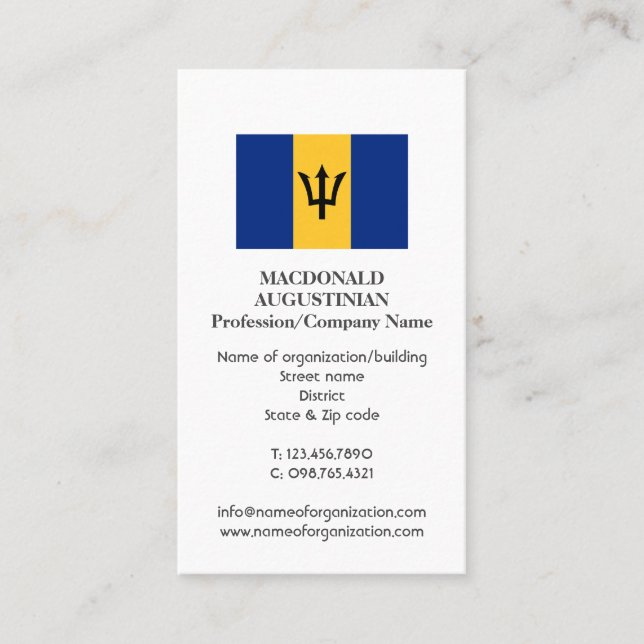 Patriotic | BARBADOS FLAG Add | Photo Business Card (Front)
