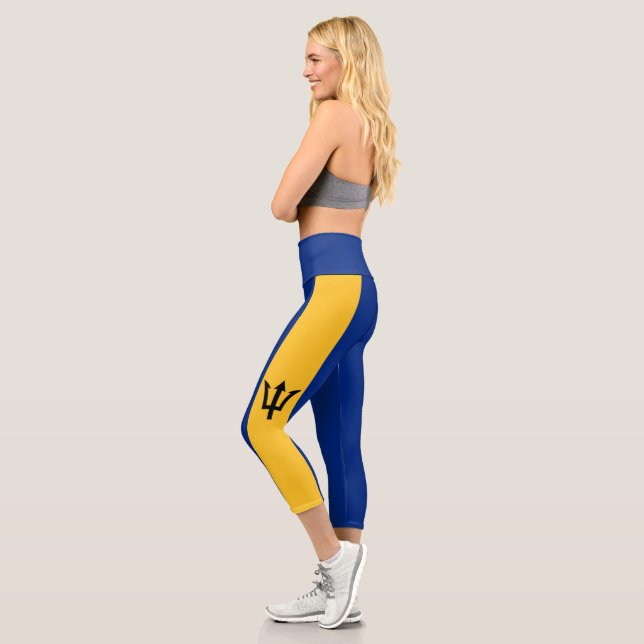 Patriotic Barbados Flag Capri Leggings (Left)