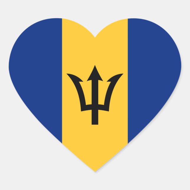 Patriotic Barbados Flag Heart Sticker (Front)
