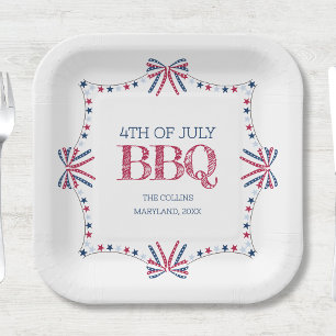 Patriotic Barbeque 4th of July BBQ Summer Party Paper Plate