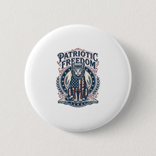 Patriotic Barn Cat Vector Graphic Tee_1 6 Cm Round Badge (Front)