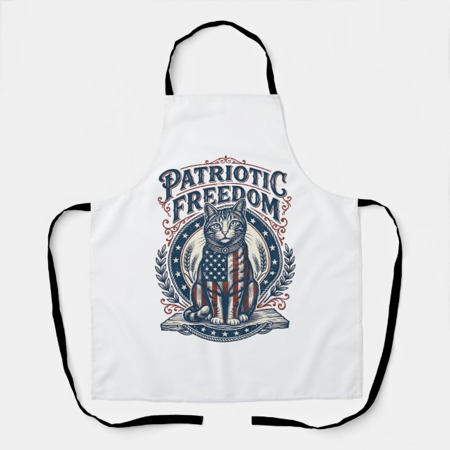Patriotic Barn Cat Vector Graphic Tee_1 Apron (Front)