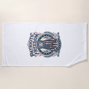 Patriotic Barn Cat Vector Graphic Tee_1 Beach Towel