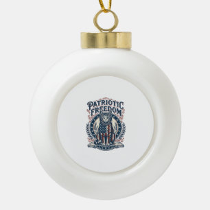 Patriotic Barn Cat Vector Graphic Tee_1 Ceramic Ball Christmas Ornament