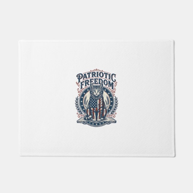 Patriotic Barn Cat Vector Graphic Tee_1 Doormat (Front)