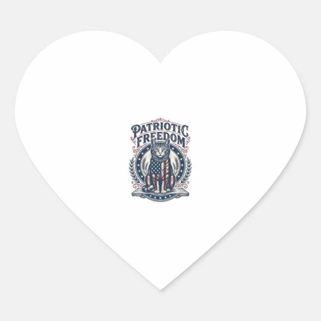 Patriotic Barn Cat Vector Graphic Tee_1 Heart Sticker (Front)