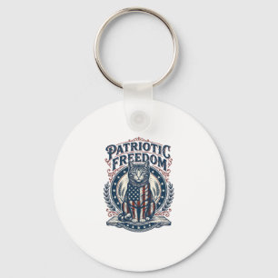 Patriotic Barn Cat Vector Graphic Tee_1 Key Ring