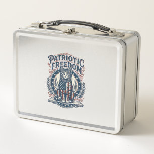Patriotic Barn Cat Vector Graphic Tee_1 Metal Lunch Box