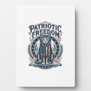 Patriotic Barn Cat Vector Graphic Tee_1 Plaque