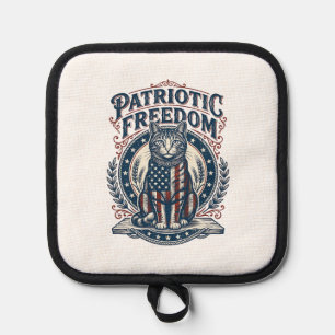 Patriotic Barn Cat Vector Graphic Tee_1 Pot Holder
