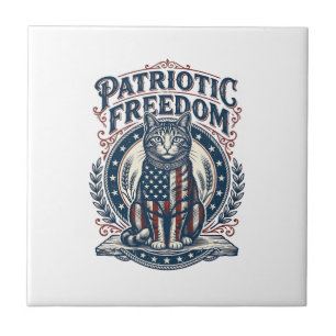 Patriotic Barn Cat Vector Graphic Tee_1 Tile