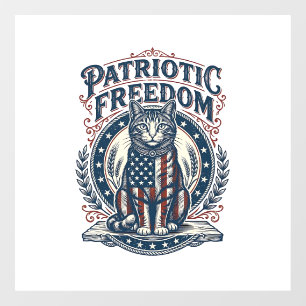 Patriotic Barn Cat Vector Graphic Tee_1 Window Cling