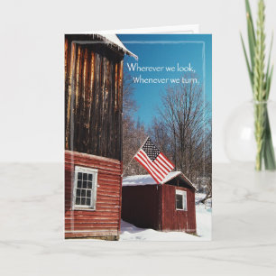 Patriotic Barn Flag Missing You Card