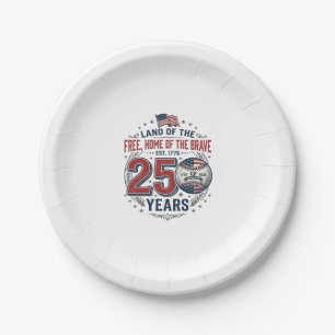 Patriotic Baseball 250 Years Vintage Shirt Design_ Paper Plate