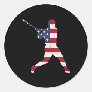 Patriotic Baseball 4th Of July Men Usa American Fl Classic Round Sticker