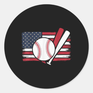 Patriotic Baseball 4th Of July Men Usa American Fl Classic Round Sticker