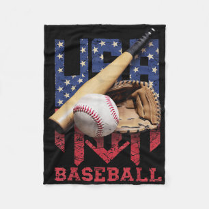 Patriotic Baseball 4th Of July Men Usa American Fl Fleece Blanket