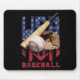 Patriotic Baseball 4th Of July Men Usa American Fl Mouse Mat