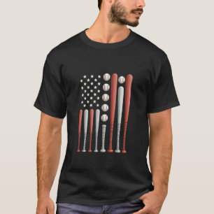Patriotic Baseball 4th of July Men USA American Fl T-Shirt