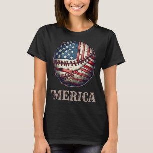 Patriotic Baseball 4th Of July Merica USA American T-Shirt