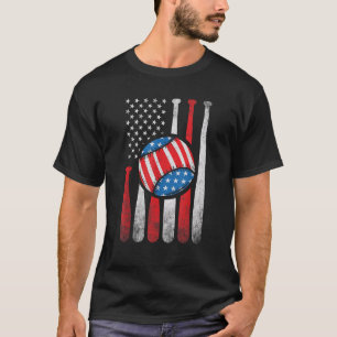Patriotic Baseball 4th Of July USA American Flag T-Shirt