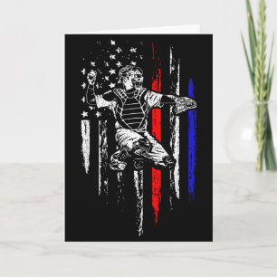Patriotic Baseball Catcher American Flag Sports Te Card