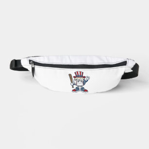 Patriotic Baseball Mascot Vintage Engraving Design Bum Bags