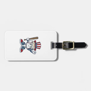 Patriotic Baseball Mascot Vintage Engraving Design Luggage Tag