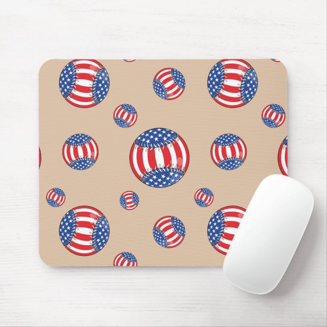 Patriotic Baseball Mousepad (With Mouse)