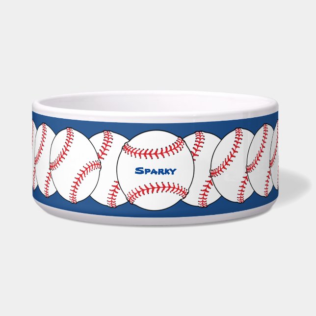 Patriotic Baseball Pet Bowl (Front)