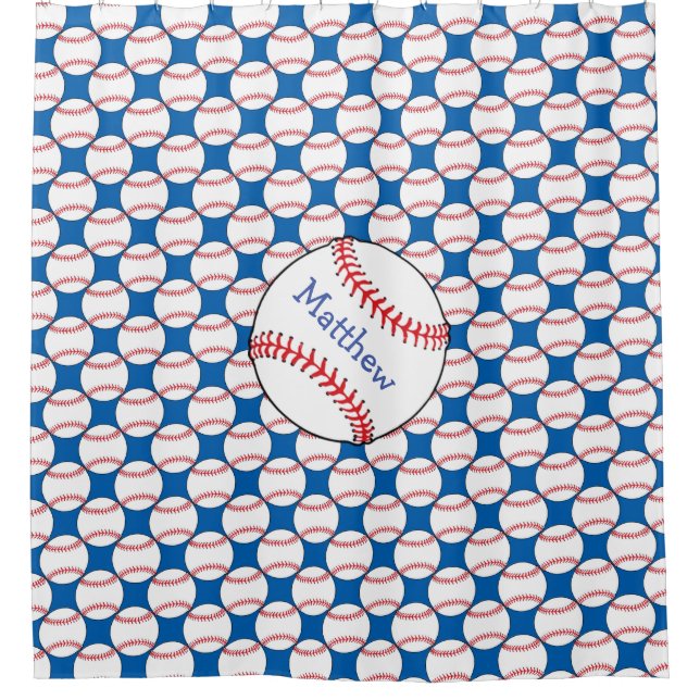 Patriotic Baseball Red, White, Blue Shower Curtain (Front)