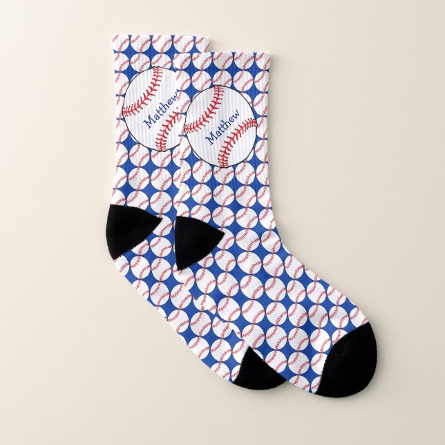Patriotic Baseball Red White Blue Socks (Pair)