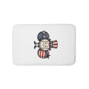 Patriotic Baseball Trio Vintage Vector Shirt_1 Bath Mat