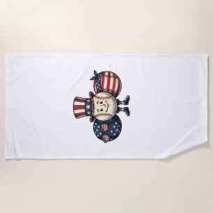 Patriotic Baseball Trio Vintage Vector Shirt_1 Beach Towel