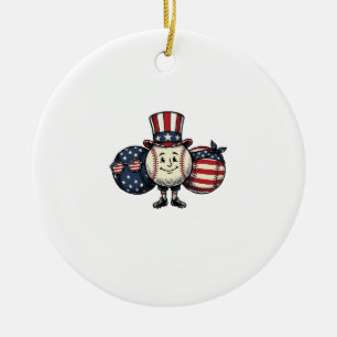 Patriotic Baseball Trio Vintage Vector Shirt_1 Ceramic Tree Decoration